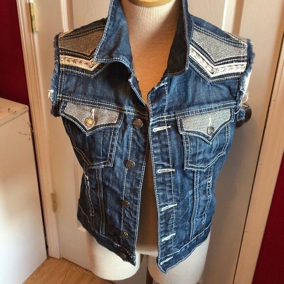Vigoss bling jean vest sz S - Picture 1 of 4